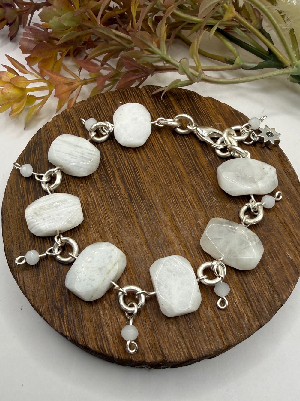 Handmade White Quartz Slap Stone Link Bracelet